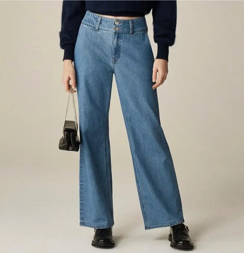J. Crew Slim Wide Jean with Stacked Buttons CD884 Size 28
